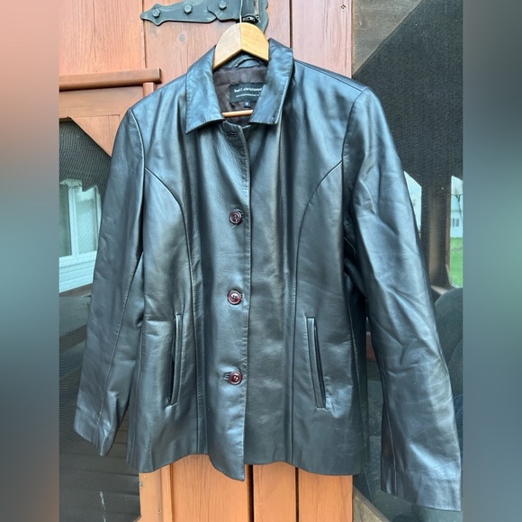 Bod & Christensen Classic Black Leather Jacket with Smooth Finish & Collar 12 - Picture 1 of 10